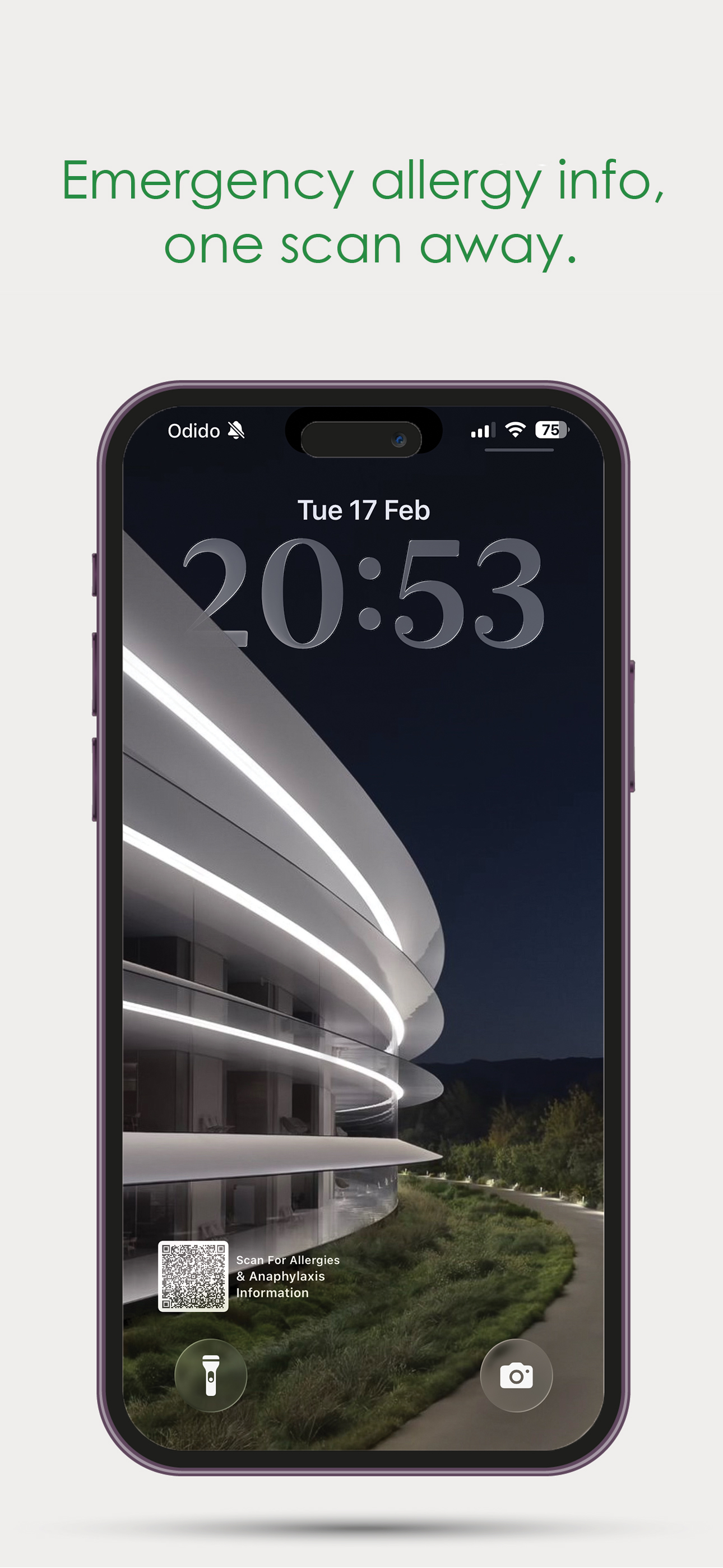 AllergyReady Lock Screen QR